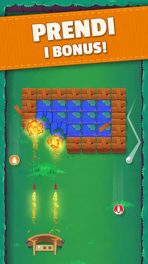 Schermata di Bouncefield: Bricks Breaker con la pallina che colpisce i blocchi