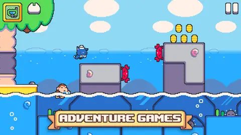 Livello marino di Super Cat Tales 2 con piattaforme galleggianti